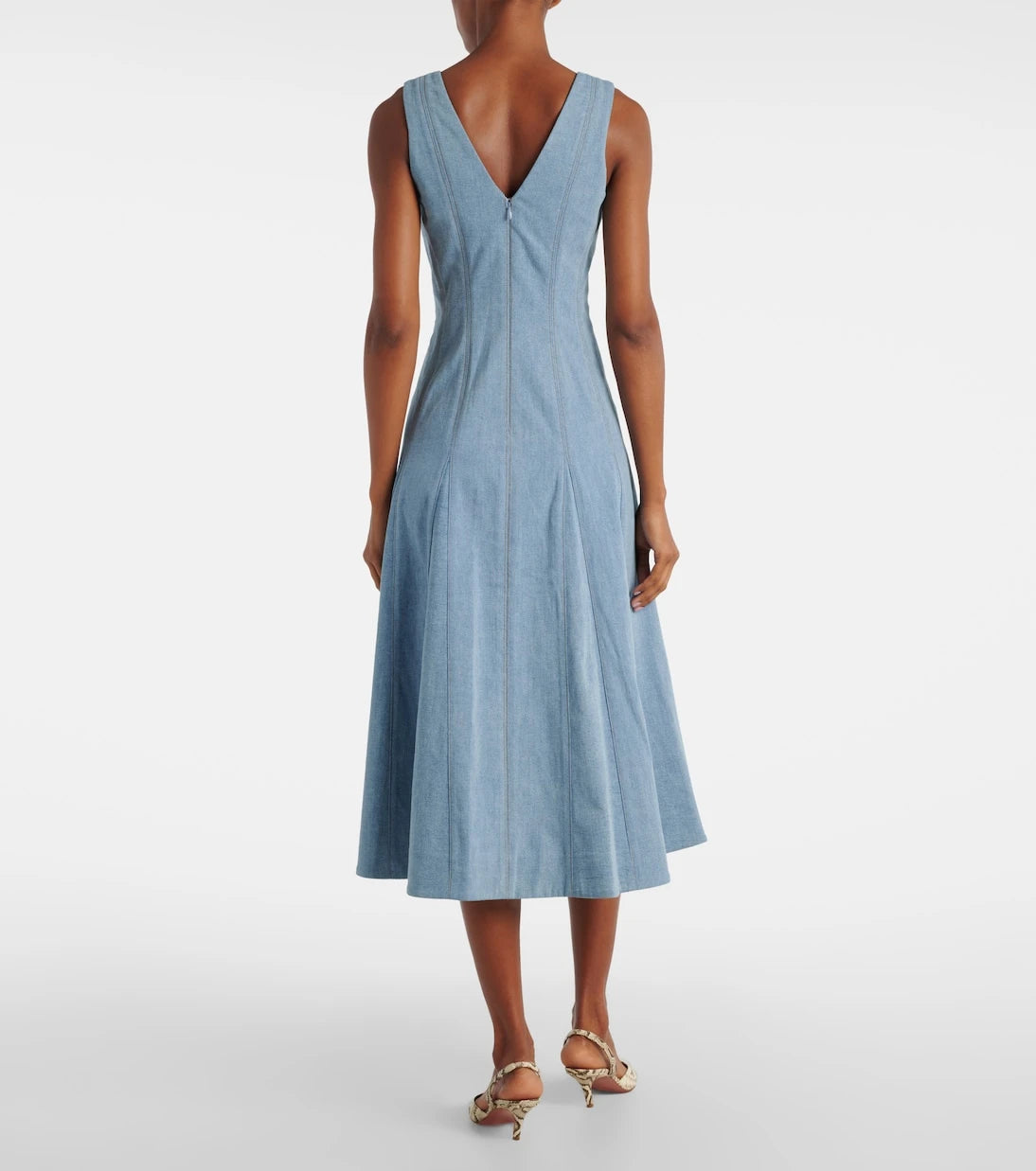 Veronica Beard - Lou pleated denim midi dress