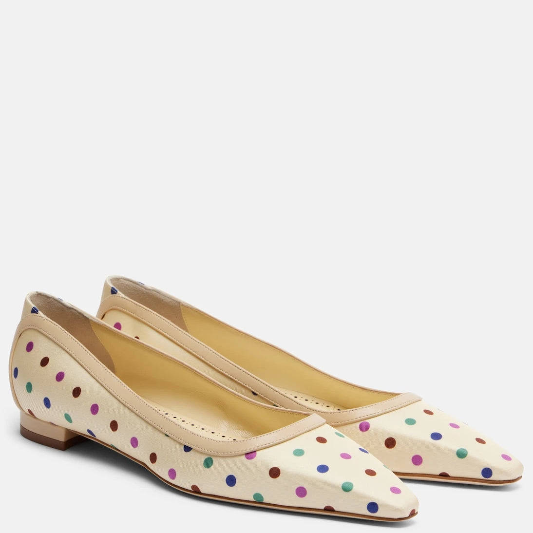 Manolo Blahnik - Filotas leather-trimmed polka-dot ballet flats