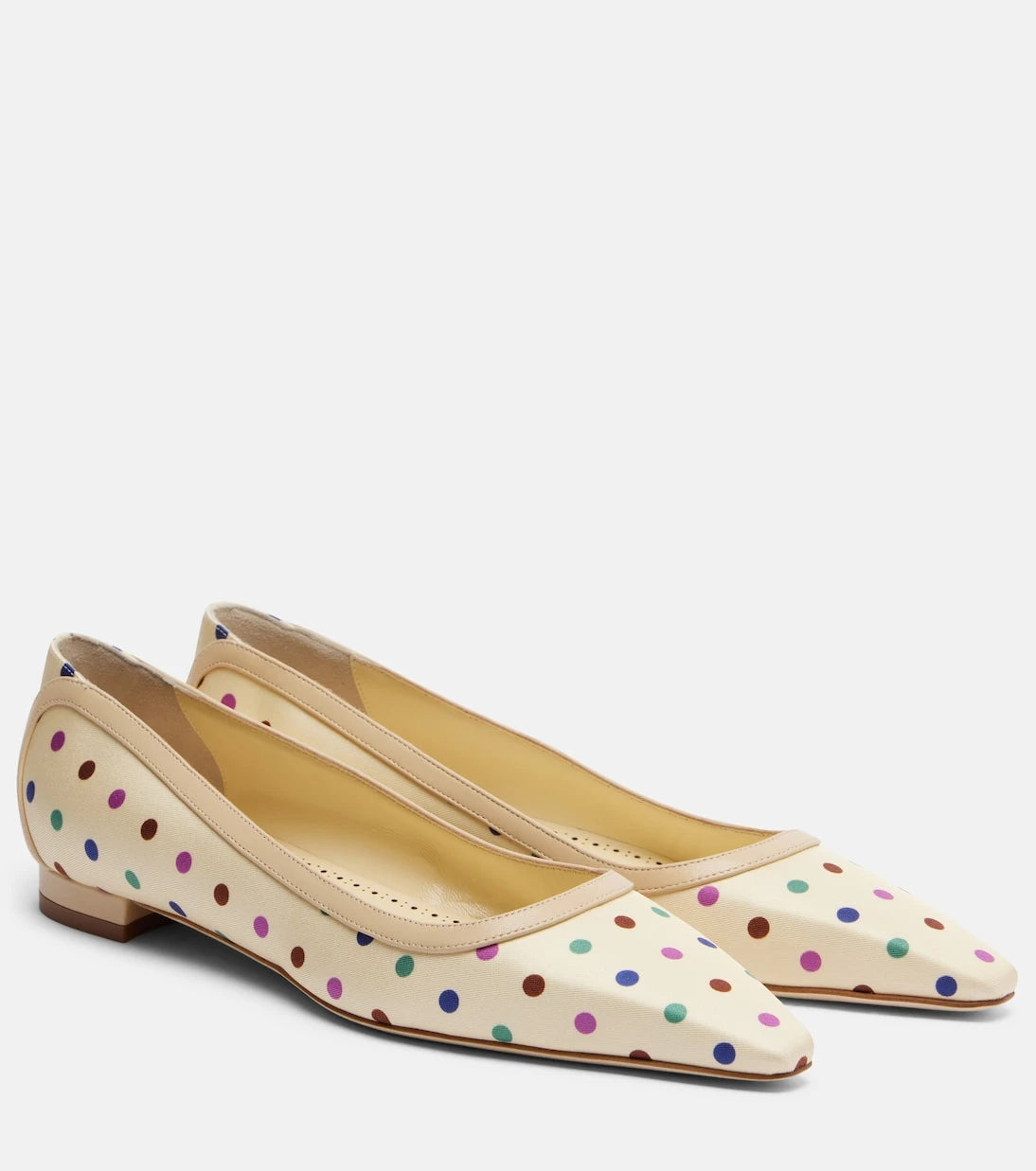 Manolo Blahnik - Filotas leather-trimmed polka-dot ballet flats