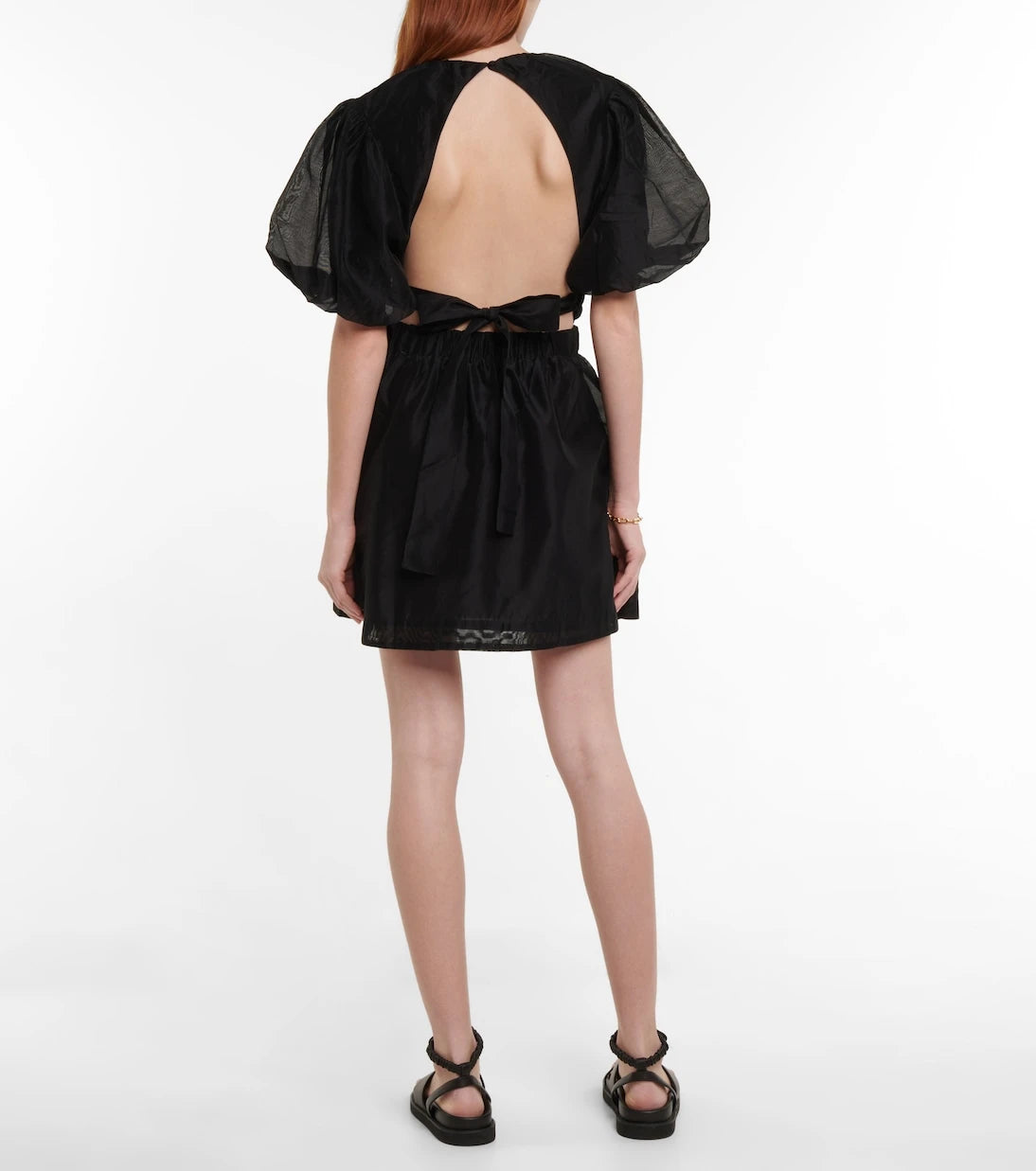 SIR - Puff-sleeve cotton and silk minidress