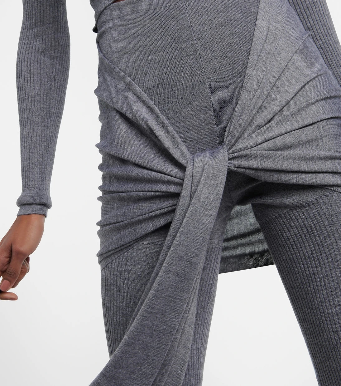Alaïa - Tie-front cashmere and silk turtleneck sweater