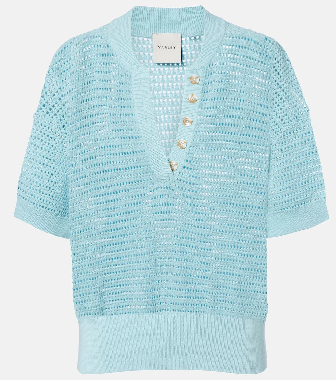 Varley - Callie open-knit cotton polo sweater