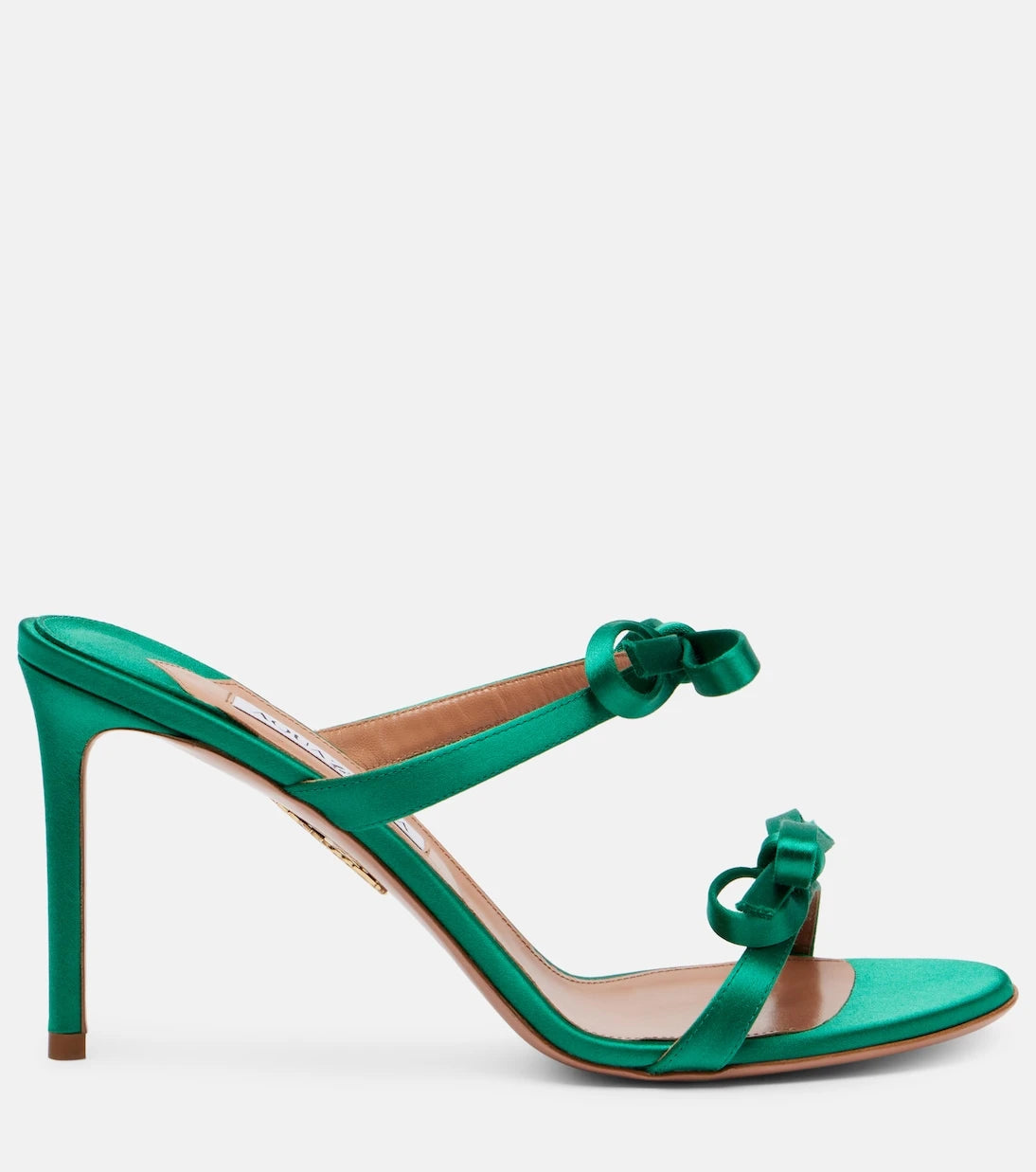Aquazzura - Soave 85 bow-detail satin mules