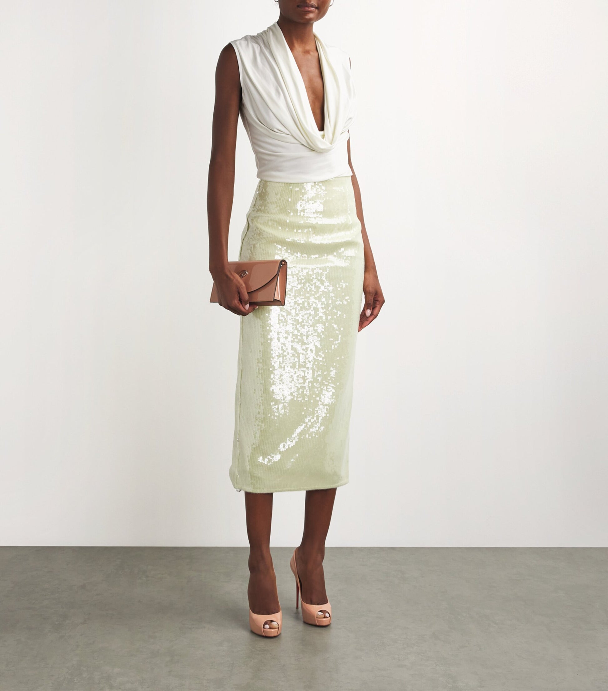 Christian Louboutin Nude New Very Prive Patent Leather Pumps 120