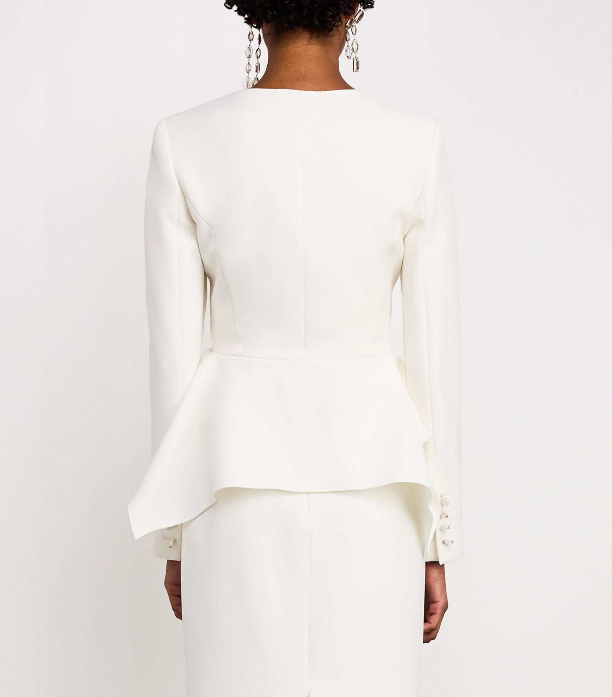 Roland Mouret White Crepe Peplum Jacket