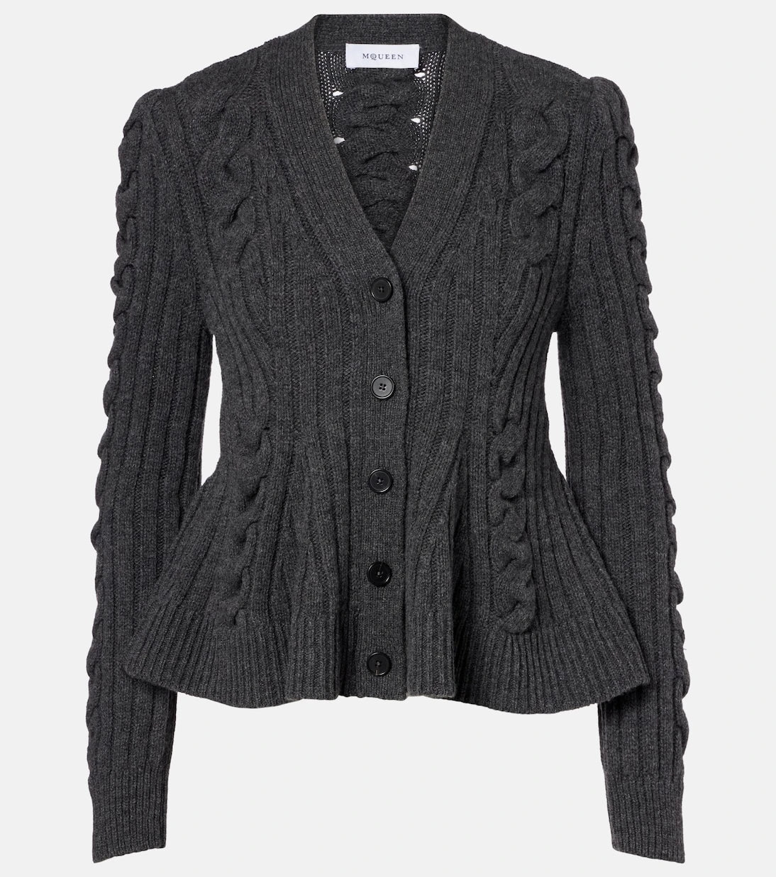McQueen - Cable-knit wool and cashmere cardigan