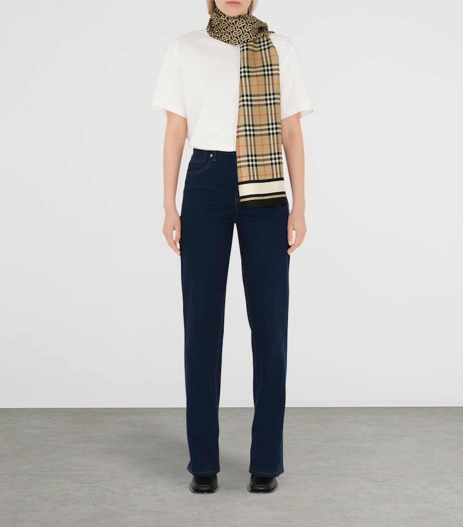 Beige Silk Montage Scarf