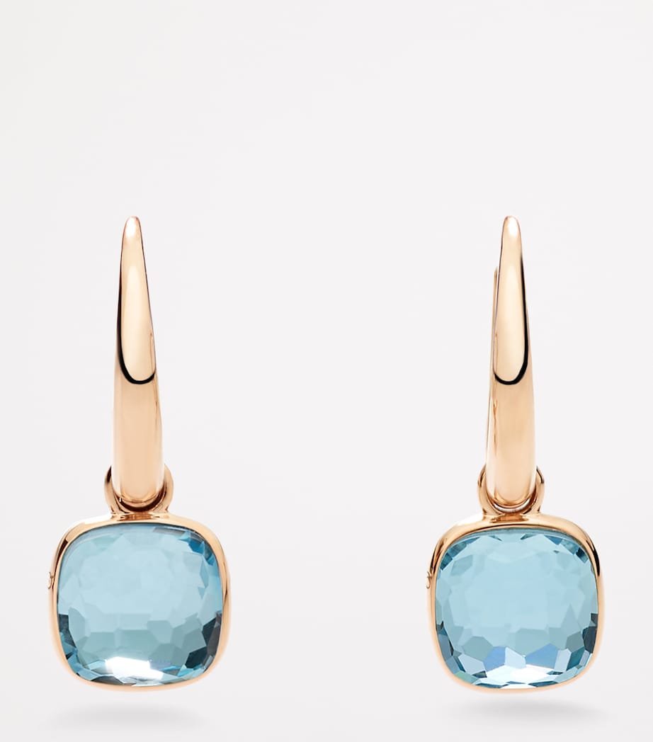 Rose Gold and Blue Topaz Nudo Earrings