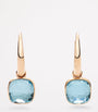 Rose Gold and Blue Topaz Nudo Earrings