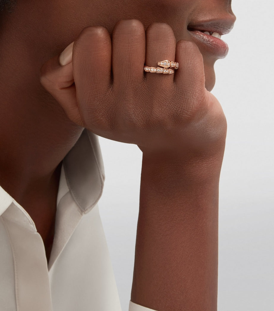 Bvlgari Rose Gold and Diamond Serpenti Viper Ring