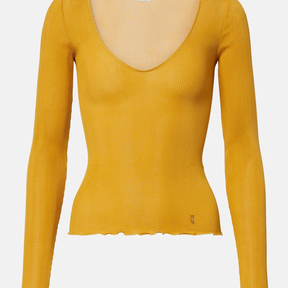 Saint Laurent - Ribbed-knit silk top