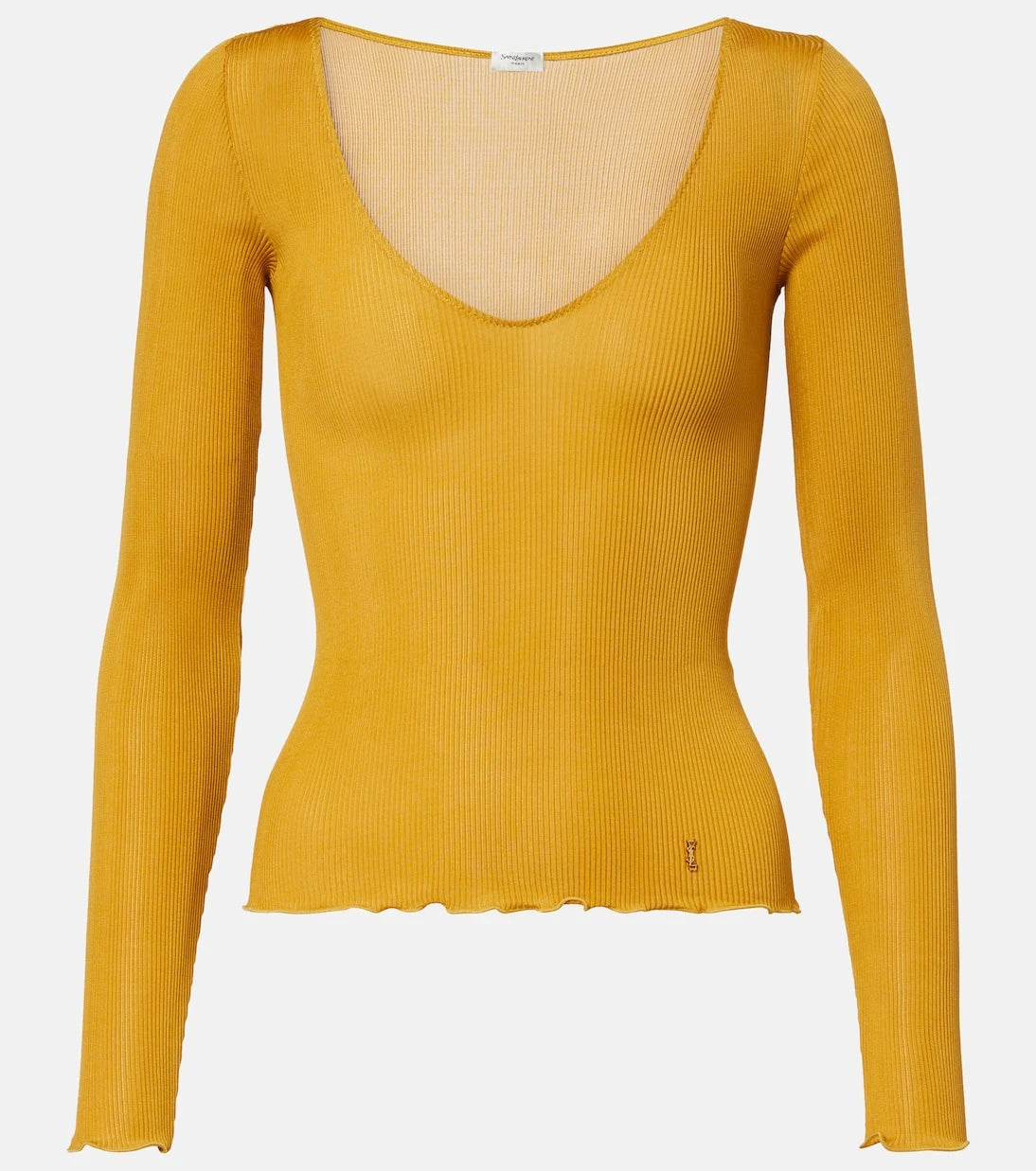 Saint Laurent - Ribbed-knit silk top