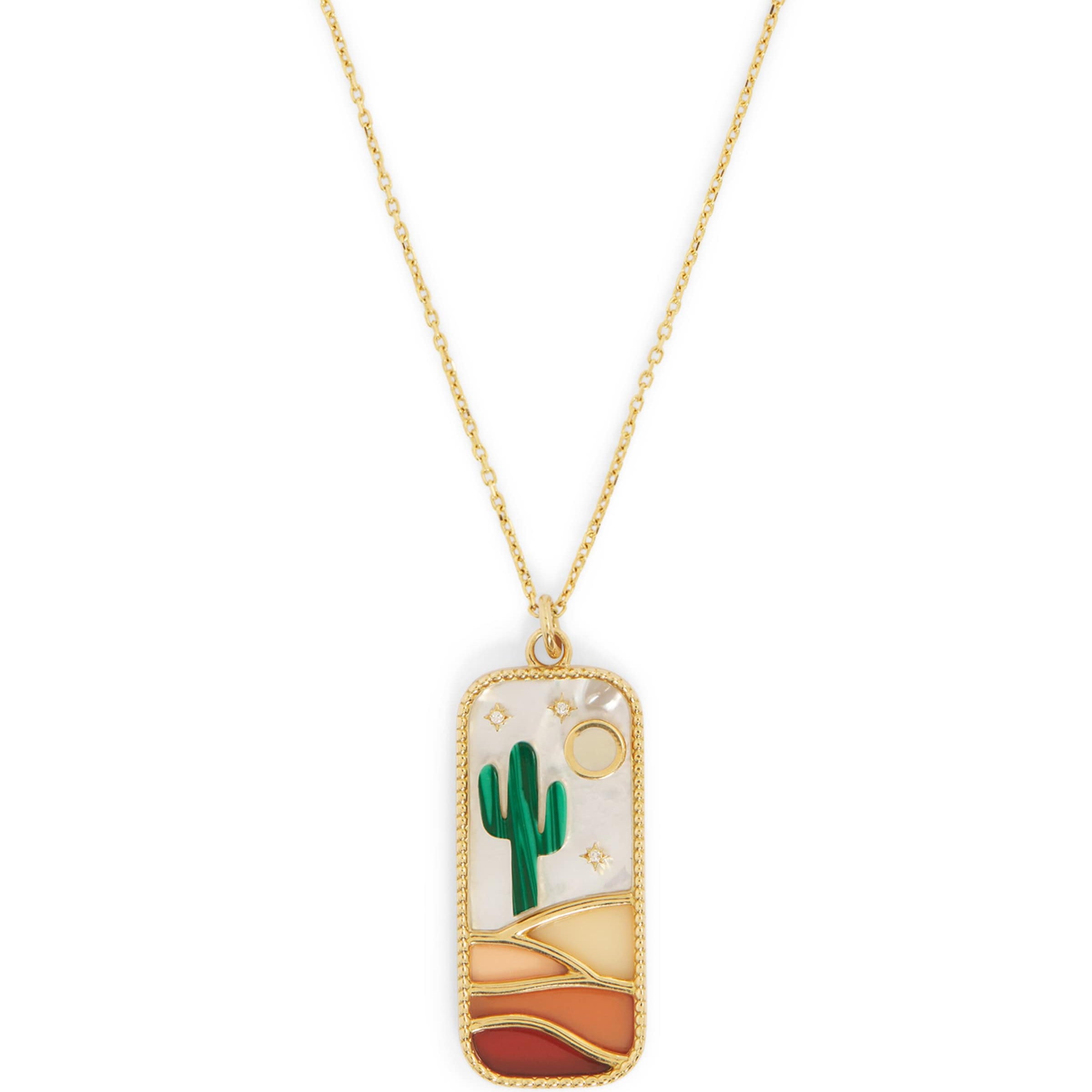 Yellow Gold, Diamond and Mother-of-Pearl Cosmic Love The Cactus Necklace