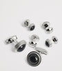 Sterling Silver and Onyx Herringbone Cufflinks and Studs Set