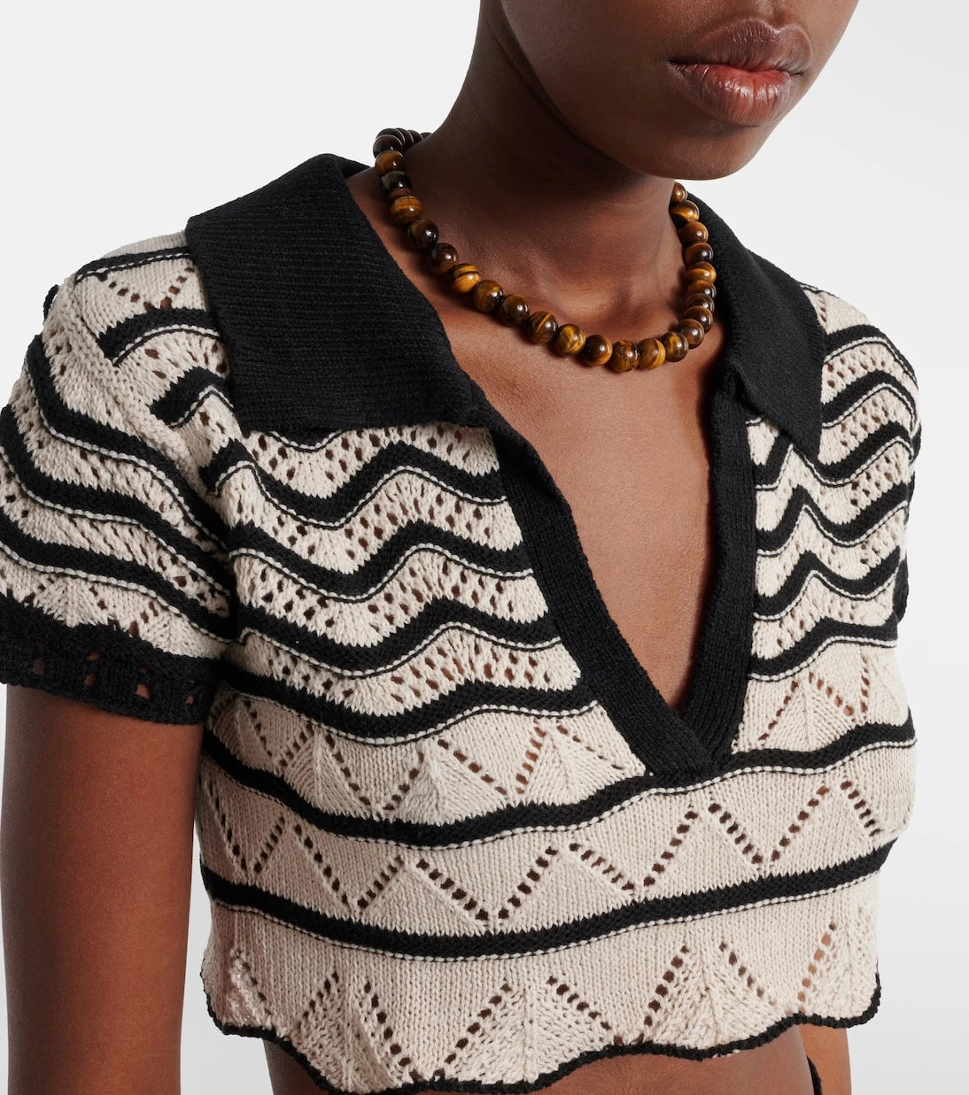 Bananhot - Coco open-knit cotton-blend crop top
