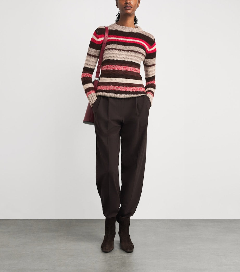 Red Virgin Wool Striped Sweater