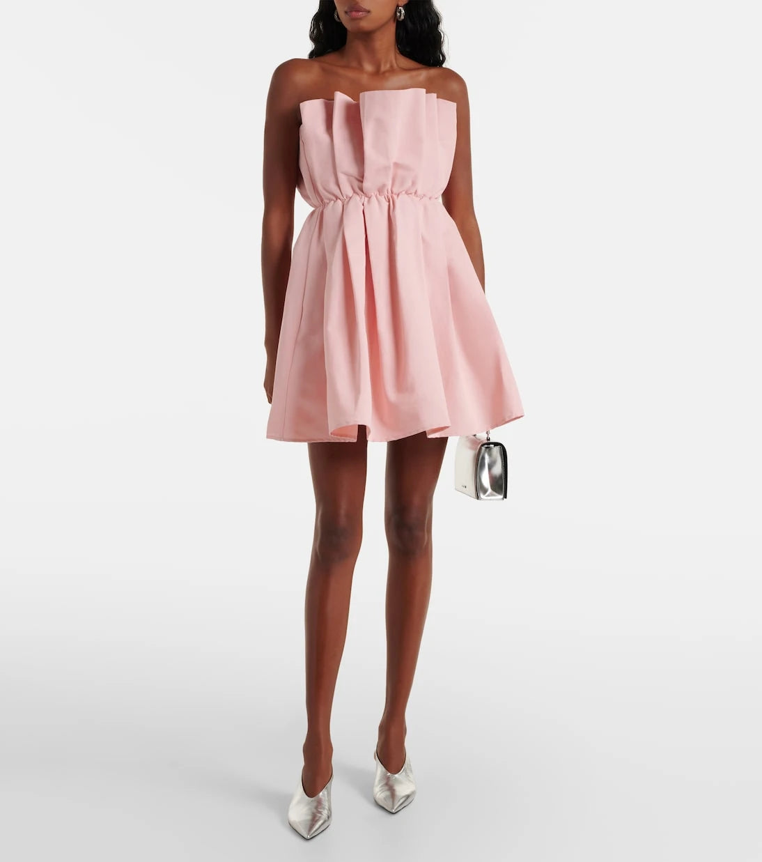 Staud - Cordelia pleated cotton-blend minidress
