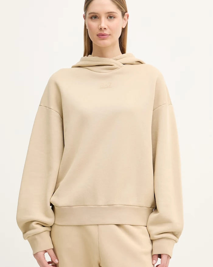 EA7 Emporio Armani kapüşonlu kadın pamuklu sweatshirt