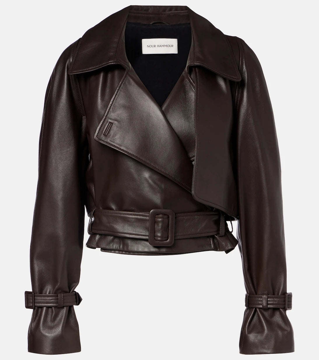 Nour Hammour - Hatti cropped leather jacket