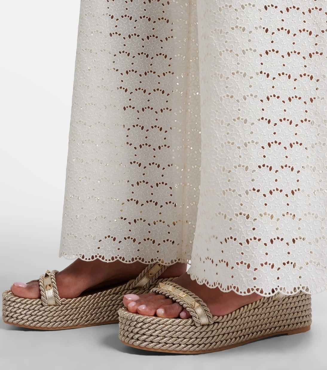 Valentino Garavani - Rockstud Torchon leather espadrille sandals