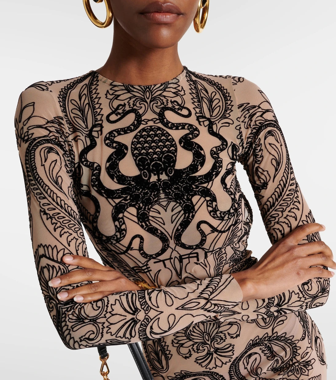 Etro - Logo printed tulle midi dress