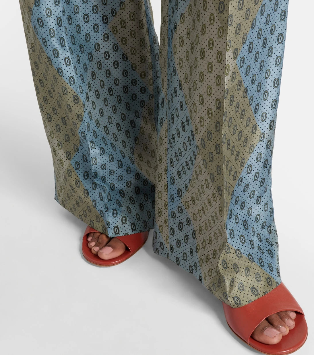 Dries Van Noten - Printed silk satin straight pants