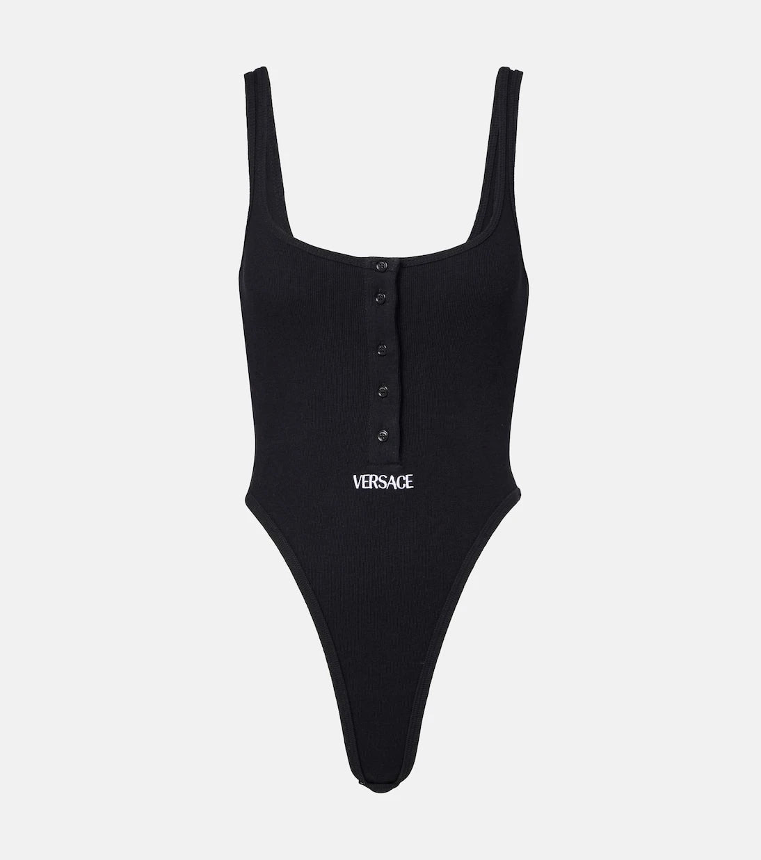 Versace - Ribbed-knit logo cotton-blend bodysuit
