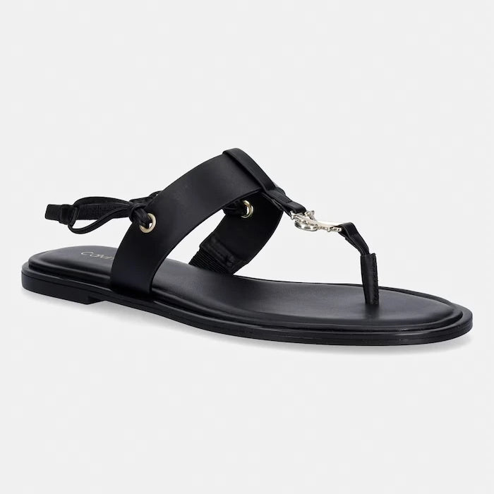 Calvin Klein Kadın Deri Düz Taban Sandalet ROUND FLAT SNDL THONG LTH HDW