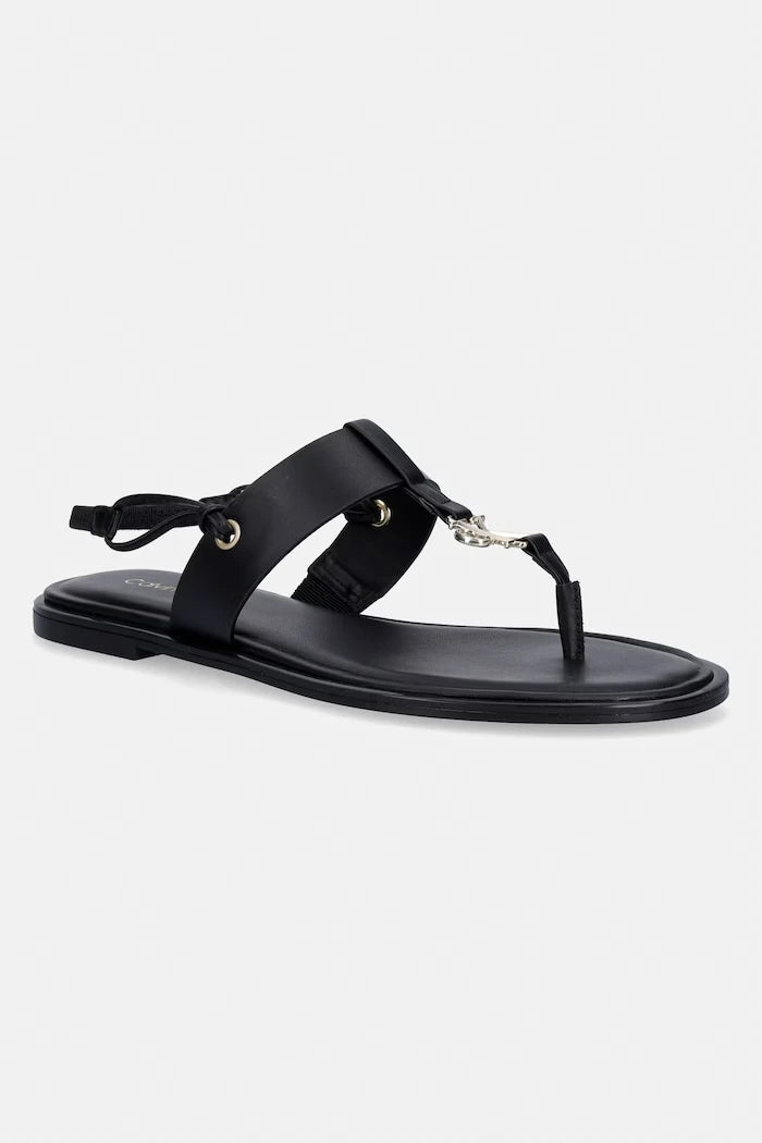 Calvin Klein Kadın Deri Düz Taban Sandalet ROUND FLAT SNDL THONG LTH HDW