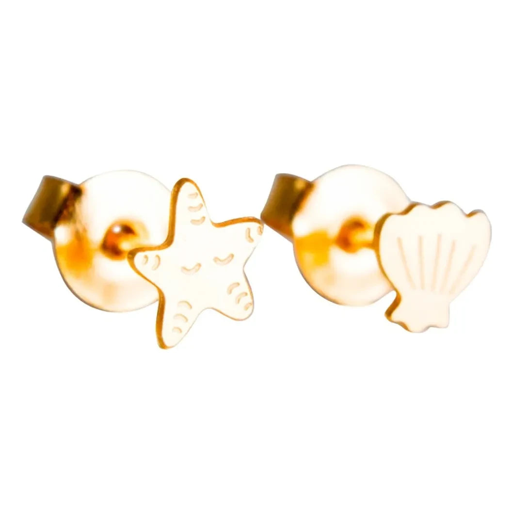 Adorabili - Asymmetrical Shell Earrings | Gold
