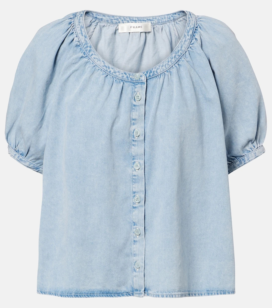 Frame - Resort gathered cotton-blend shirt
