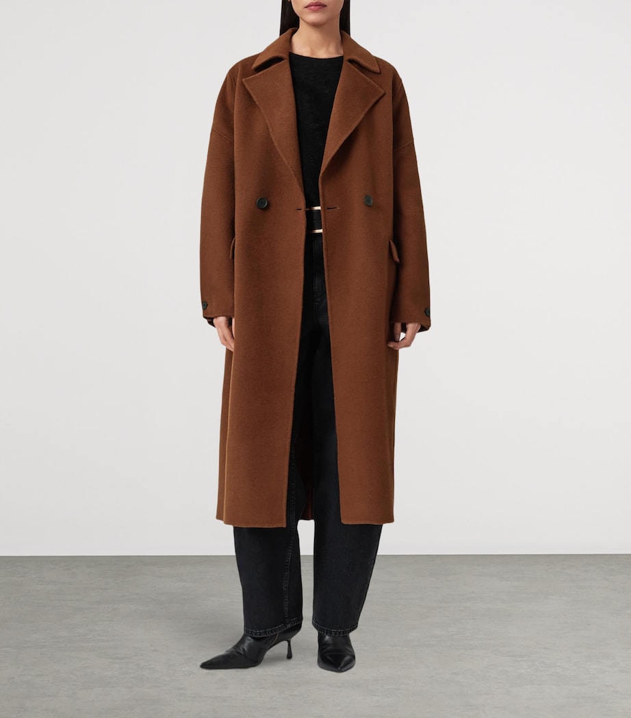 AllSaints Brown Wool-Blend Sellma Coat