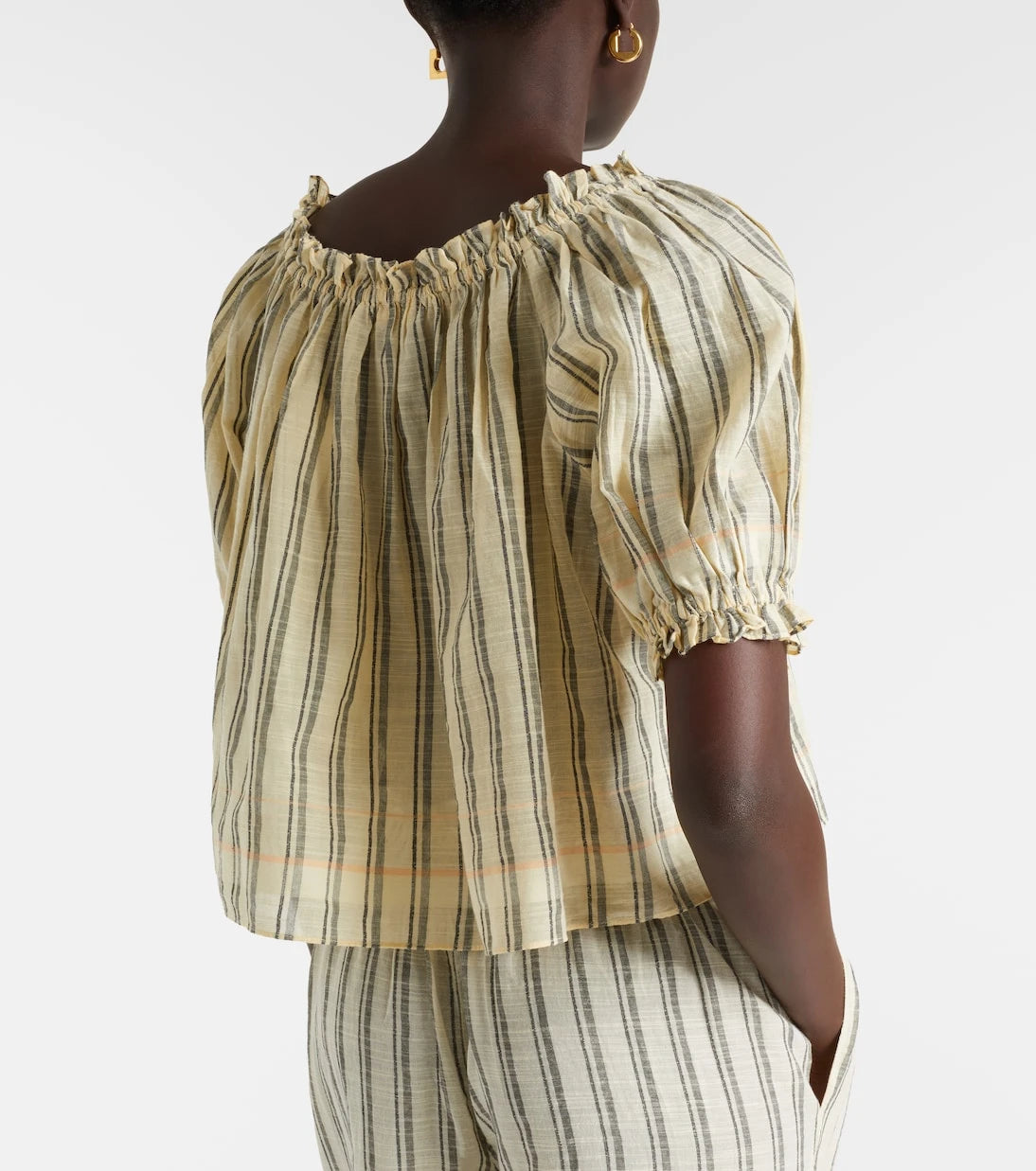 Ulla Johnson - Paros striped cropped cotton top