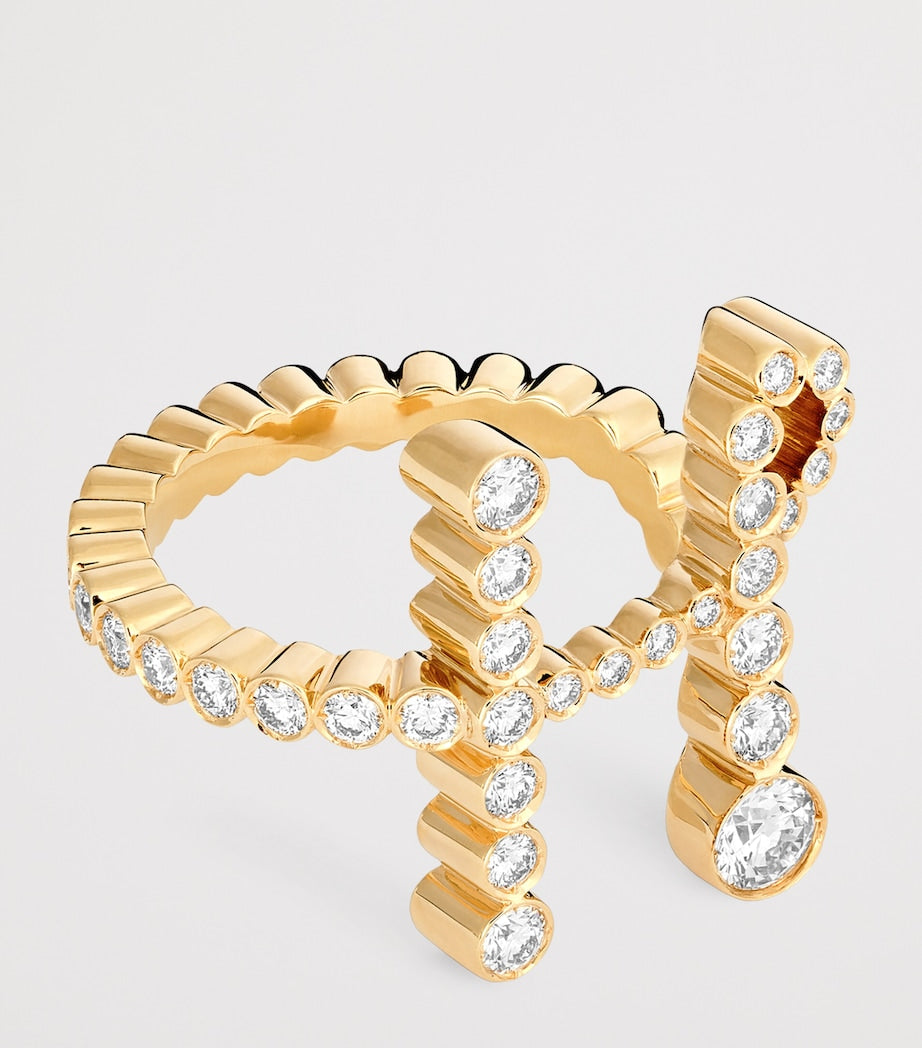 Yellow Gold and Diamond Ensemble ‘H’ Ring