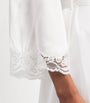 Gilda & Pearl Ivory Silk Lace-Trim In My Boudoir Long Robe
