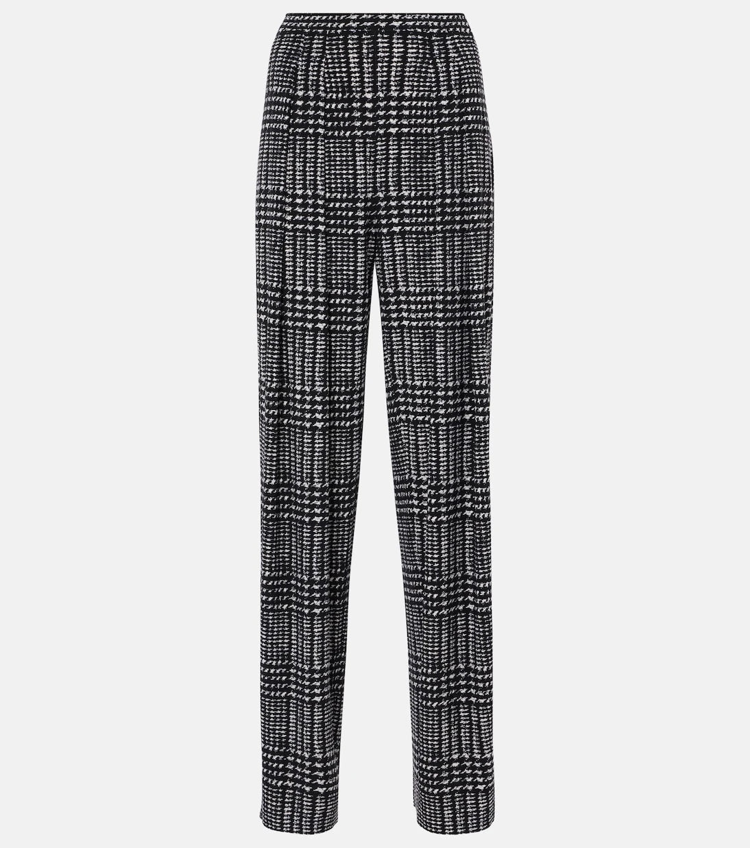 Norma Kamali - Pleated plaid wide-leg pants