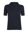 Silk-Cotton Open Polo Shirt NAVY