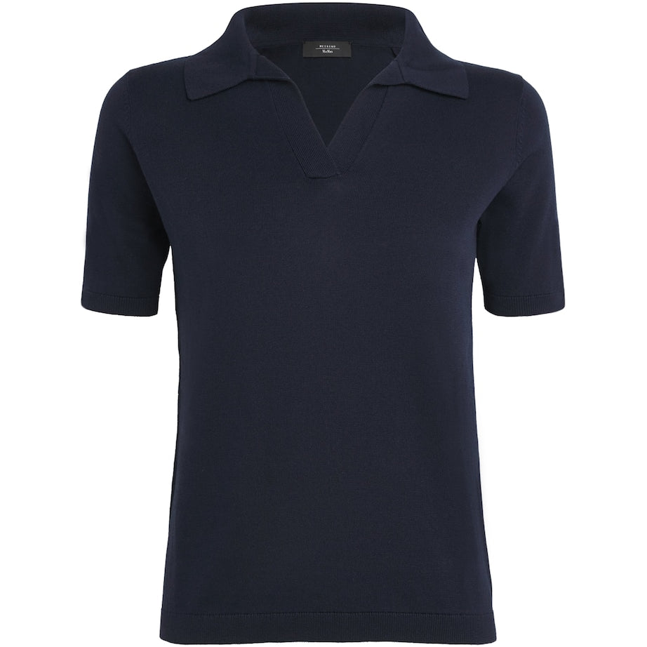 Silk-Cotton Open Polo Shirt NAVY