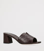 Leather Croc-Embossed Arles Mules WINE