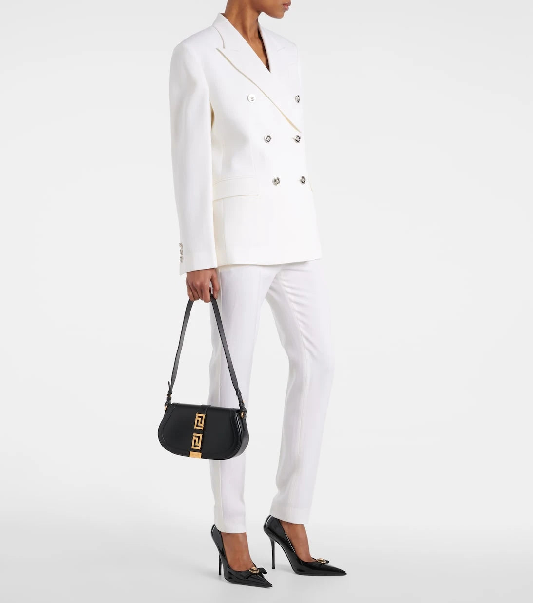Versace - High-rise wool slim pants