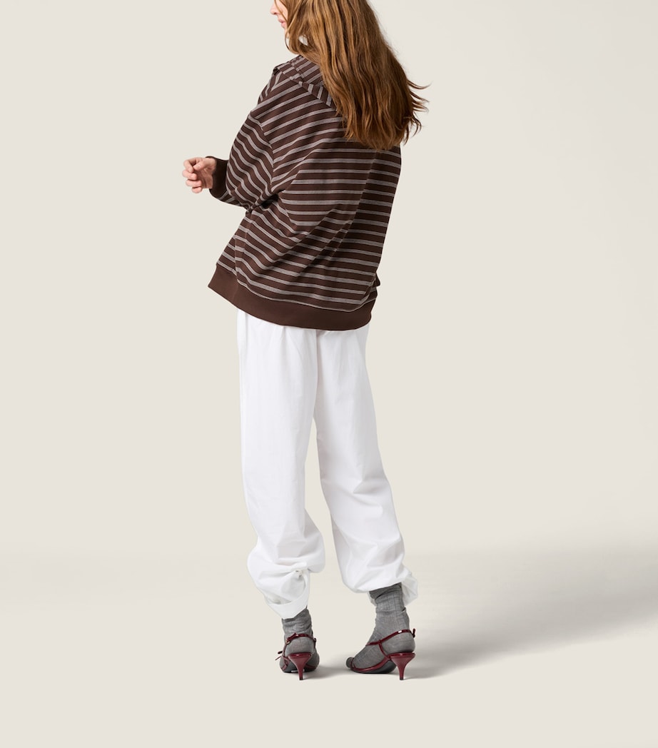 Cotton Stripe Zip-Up Hoodie