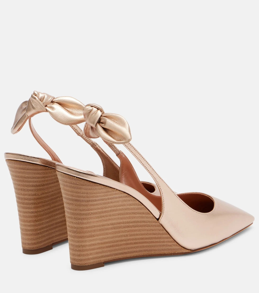 Aquazzura - حذاء ويدجز Very Bow Tie 85 الجلدي