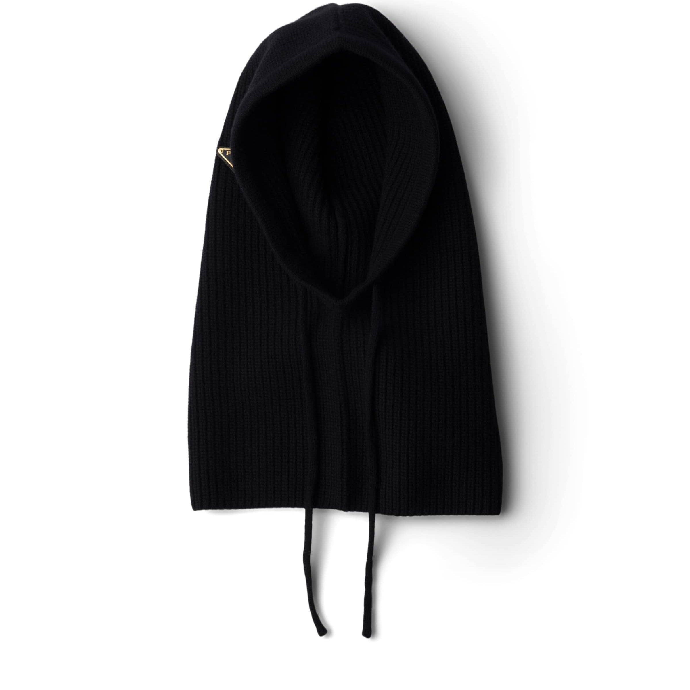 Prada Black Wool-Cashmere Drawstring Balaclava