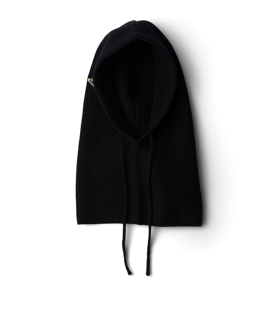 Prada Black Wool-Cashmere Drawstring Balaclava