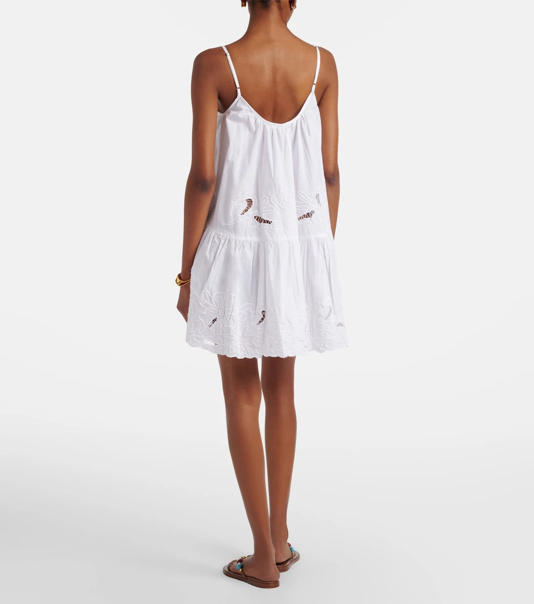 Juliet Dunn - Embroidered cotton poplin minidress