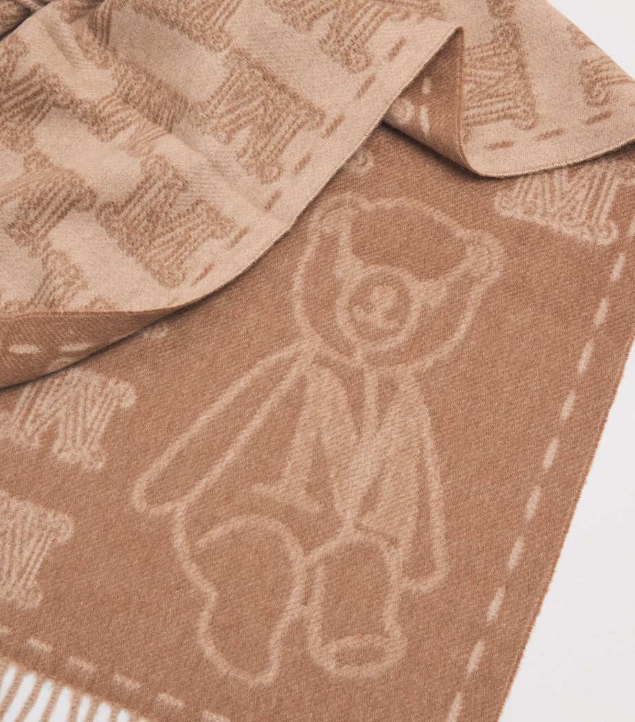 Max Mara Beige Cashmere Monogram Scarf