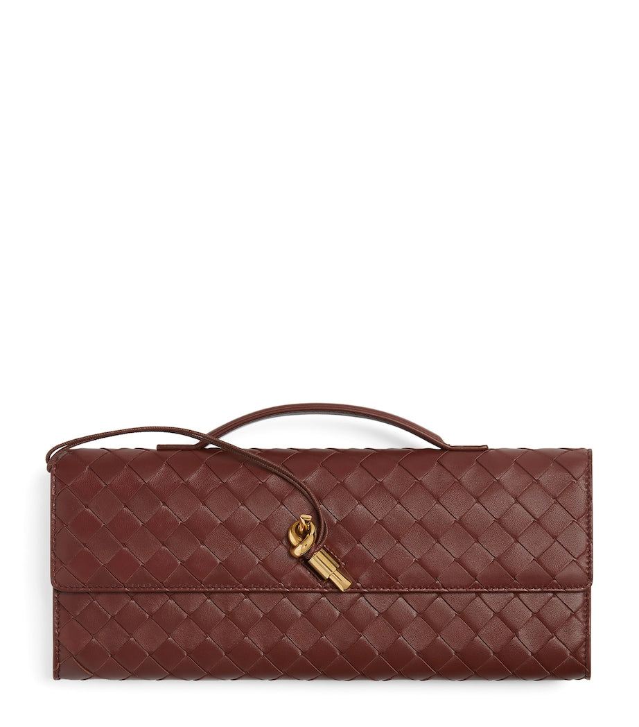 Bottega Veneta Brown Mini Lambskin Andiamo Clutch Bag