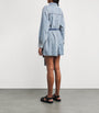Blue Cotton-Blend Denim Belted Playsuit