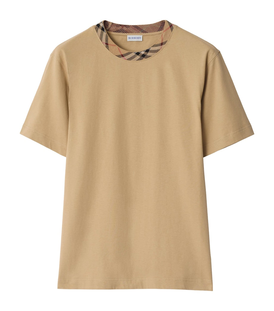 Burberry Cotton Check-Neckline T-Shirt