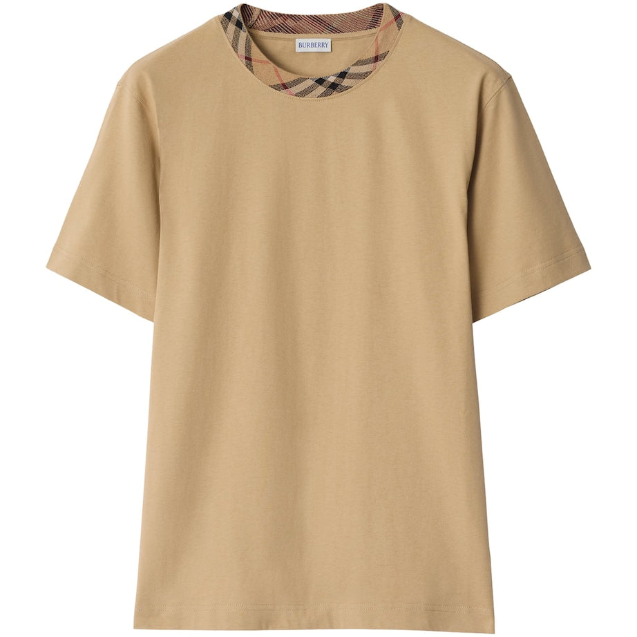 Burberry Cotton Check-Neckline T-Shirt